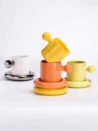 Cups Saucers Ins Nordic Drinkware Cute Ceramic Tea Cup And Saucer Set Breakfast Milk Mug Espresso Home Decoration