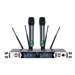 Microphones Wireless Microphone 2 Channel Handheld Dynamic Karaoke Microphone UHF Band Metal Body for DJ Party Stage Church Performance