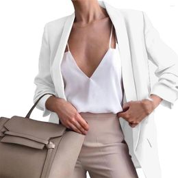 Women's Suits Autumn Spring Outerwear Blazer Daily Casual Coat Jacket Lapel Long Sleeve Office OL Open Front