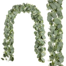 Decorative Flowers Artificial Rattan Stars Eucalyptus Leaves Vine Wreath Wedding Background Arched Table