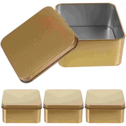 Storage Bottles 10 Pcs Packing Box Gold Decor Candy Jars With Lids Tinplate Sugar Cube Container