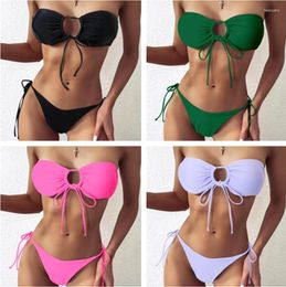 Bras Sets Sexy Solid Bikinis Swimsuit Vintage Micro Swimwear Brazilian Women Bathing Suit Patchwork Bikini Set String Beachwear 2024