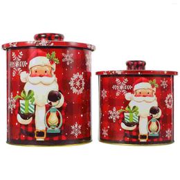 Storage Bottles 2 Pcs Tinplate Candy Jar Metal Cookie Tins Christmas Treats Biscuit Box Container Supplies