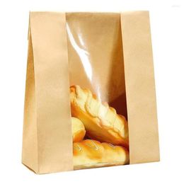 Gift Wrap 50Pcs Homemade Bread Bags With Window Food Grade BPA Free Packaging Storage Paper Bakery