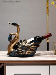 Arts and Crafts Creativity Resin Swan Dolphin Wine Rack Leopard Wine Rack Home Storae Ornaments Animal Fiurines European Style Home DecorationL2447