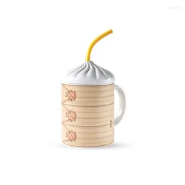 Mugs Creative Steamed Buns Straws Personalized Birthday Gifts For Girls' Day Home Office Cups Coffee Tea Cup