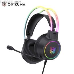 Cell Phone Earphones ONIKUMA RGB Headset Gamer PC PS4 Gaming Headphones with HD Flexible Mic 3.5mm Headphone for Xbox PS5 Switch Computer Games Y240407