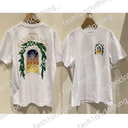 Casa Blanca Men Shirt T Brand Designer Casablanc Shirt Silk Tees Rainbow Mushroom Letter Print Short Sleeve Tops Cotton Loose Men Casablancas Shirt Women 977