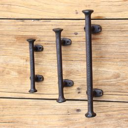 Accessories Large Black Classical Nostalgic Handmade Oldfashioned Cast Iron Handle Wooden Door Wardrobe Simple Door Handle 30.5x5.2cm