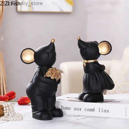 Arts and Crafts Cartoons Simulation Animal Sculpture Mouse Couples Resin Crafts Furnishins Home Decoration Handicraft Accessories WeddinL2447