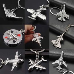 Keychains Lanyards Car bag keychain Aeroplane model fighter jet toy travel fashion gift female cartoon trend Q240403