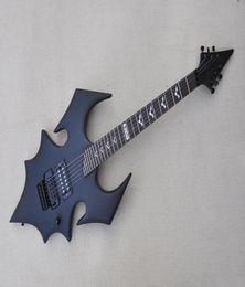 Factory Custom Unusual SHape Matte Black Electric Guitar with Double Rock BridgeBlack HardwareH PickupRosewood FretboardOffer 5536984