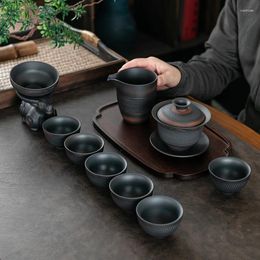 Teaware Sets Black Portable Tea Set Vintage Antique 6 Persons Infuser Yerba Mate Services Mug Teapot Juego De Te Cup