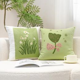 Pillow Green And Fresh Rural Throw Pillowcase Living Room Sofa Embroidered Cotten Cover For Home Decor