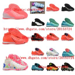 Soccer shoes Mens PHANTOMes LUNAes ELITEes TF FG cleats football boots Firm Ground Botas De Futbol Plating Sole Knit pink orange