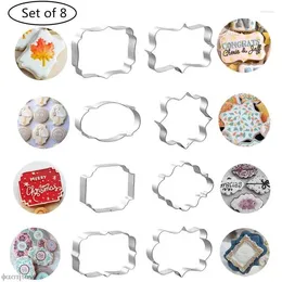 Baking Moulds 8Pcs Frame DIY Cake Oval Square Rectangle Fancy Stainless Cookie Mould Sugar Biscuit For Wholesale Plaque Cutter Cookies