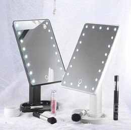 360 Degrees Rotation Makeup Mirror Adjustable 16/22 Leds Lighted LED Touch Sn Portable Luminous Cosmetic Mirrors Black/white/pink9510773