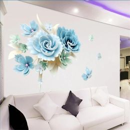 Window Stickers 3D Flower Wall Living Room TV Background Home Decoration Wallpaper Bedroom Sticker Self-Adhesive Poster