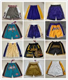 Män Throwback Basketball Shorts Pocket Blue Black Red Yellow Purple White Gold 2024-5