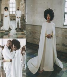 Elegant Long Robe White Cape Style Wedding Dresses For Arabic Women Chiffon A Line Floor Length Bridal Gowns South African Weding 1521763
