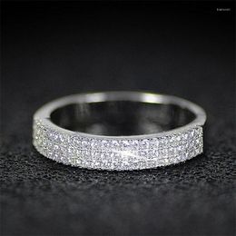 Wedding Rings Huitan Delicate Women Band Ring Shiny Crystal Cubic Zircon Micro Paved Trendy Female Engagement Girl Gift