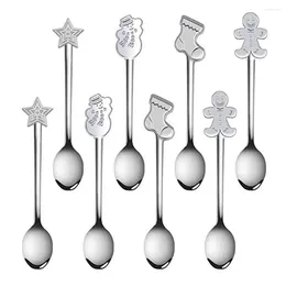 Spoons Stainless Steel Soup Stirring Spoon Kitchen Accessories Year Coffee Tableware Christmas Decorations Dessert