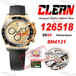 126518 SH4131 Automatic Chronograph Mens Watch Clean CF Ceramic Bezel Yellow Gold Dial 904L Steel Black Oysterflex Rubber Super Edition 2024 Watches Puretime PTRX