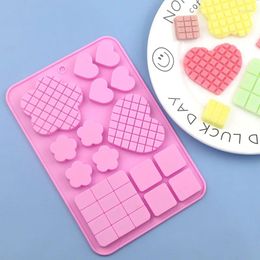 Baking Moulds 6 Even Love Flower Square Silicone Chocolate Mold DIY Handmade Soap Mould XG1070