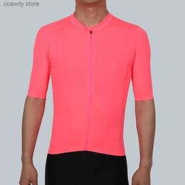 Men's T-Shirts 2024 NEW Fluorescence Pink PRO TEAM AERO 2 Cycling jersey short seve Men women Newest technology fabric Best Quality H240407