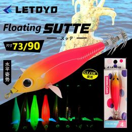 LETOYO 6g 73mm 10g 90mm floating sutte luminous squid jig fishing lure Cuttlefish bait RIG sea tool 240407