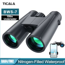 Telescopes 12x42 Hd Powerful Binoculars with Ipx7 Waterproof Binocular Professional Bak4 Prism Fmc Telescope for Hunting Bird Watching