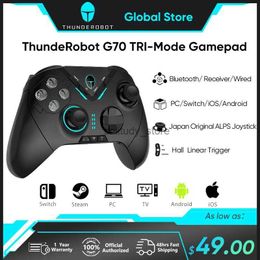 Game Controllers Joysticks THUNDEROBOT G70 3-mode game board Buletooth wireless vibration joystick controller suitable for Windows PC steam TV switches Q240407