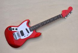 Factory Custom Left Handed Metal Red Electric Guitar with White Pearl PickguardRosewood Fretboard22 fretsCan be Customized4386858