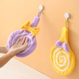 Towel Lollipop Hand Cartoon Children Cute Round Hang Bow Bathroom Drying Handkerchief Coral Velvet Padded Absorbent