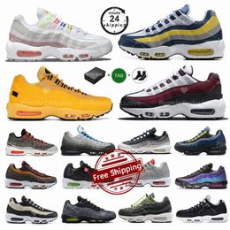 Designer 95s Running Shoes Men 95 Casual Shoes Crystal Blue Dark Beetroot Triple Black Neon Solar Red Midnight Navy Smoke Grey Taxi trainers outdoor Sports sneakers