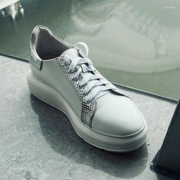 Casual Shoes Spring And Summer Thick Soled Stitching High White Versatile Fashion Flat Bottom Street Leather Men's