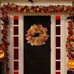 Decorative Flowers Autumn Pumpkin Wreath Garland Artificial Pumpkins For Thanksgiving