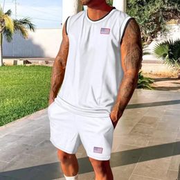 Men's Tracksuits Casual Sports Basketball Suit European And American Trend Sleeveless Top Shorts Two-piece Set