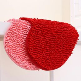 Carpets Drop Cute Love Heart Shaped Non-slip Soft Microfiber Chenille Fluffy Bathroom Bedroom Floor Rug Carpet Mat Red Pink