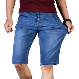 Plus Size 42 44 Summer Men Business Denim Shorts Fashion Casual Stretch Slim Blue Thin Short Jeans Male Brand Clothes 240329