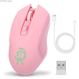 Mice Rechargeable Wireless Mouse 6 Buttons 2.4G Wireless Mouse 2400 DPI Adjustable RGB Breathing Light for Laptop Desktop Computer Y240407