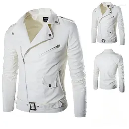 Men's Jackets Fashionable PU Leather Jacket With Slim Fit Motorcycle Style Trendy