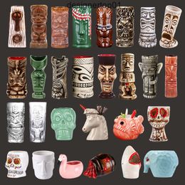 Stanleliness Mugs Hawaii Ceramic Tiki Mug Creative Cocktail Cup Easter Island Tiki Mugs Halloween Gift for Bar Tool 230607 F9YY