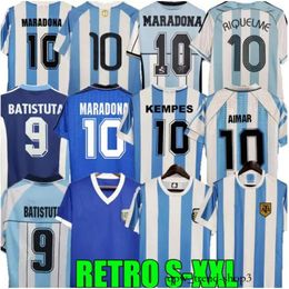 1978 1986 1998 Argentina Retro Soccer Jersey Maradona 1996 2000 2001 2006 2010 Kempes Batistuta Riquelme HIGUAIN KUN AGUERO CANIGGIA AIMAR Football Sh 251