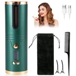 Irons Lofamy 060A Cordless Automatic Rotating Hair Curler Ceramic Rechargeable Portable Curling Iron LCD Display Hair Styling Tools