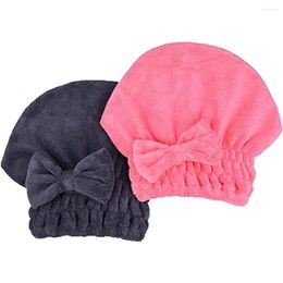 Towel Microfiber Hair Drying Towels Head Wrap With Bow-Knot Shower Cap Turban HairWrap Bath For Curly Long & Wet