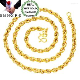 Pendants OMHXFC Wholesale European Fashion Woman Female Party Birthday Wedding Gift Long 50cm Twisted Real 18KT Gold Chain Necklace NL21