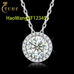 Mothers Day Gift Jewelry 5mm-8mm 925 Sterling Silver VVS Moissanite Diamond Halo Eternity Charm Pendant Necklace For Women Girl