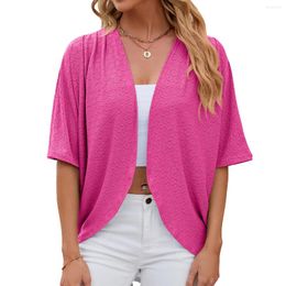 Women's Knits 2024 Elegant Mid Sleeve Casual Loose Hollow Out Cardigan Fashion Ladies Outwear Womens Sunscreen Shirts Boho Tops