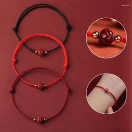 Charm Bracelets Hand Braided Circular Buddhist Lotus Red Rope Lucky Bracelet Adjust Women Men Bangle Anklet Blessing Gift For Friend Lover